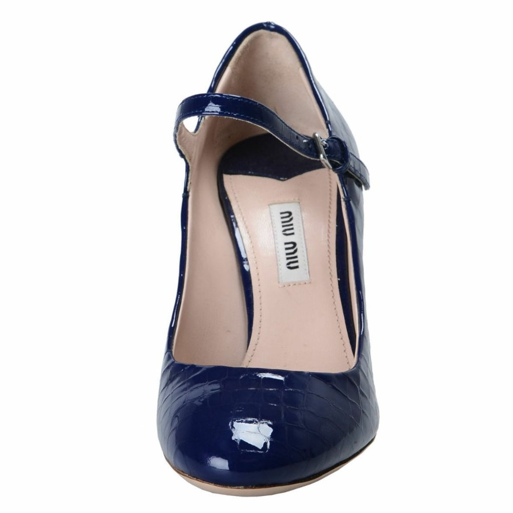 Miu Miu Women's Blue Textured Leather Pumps - Picture 5 of 8